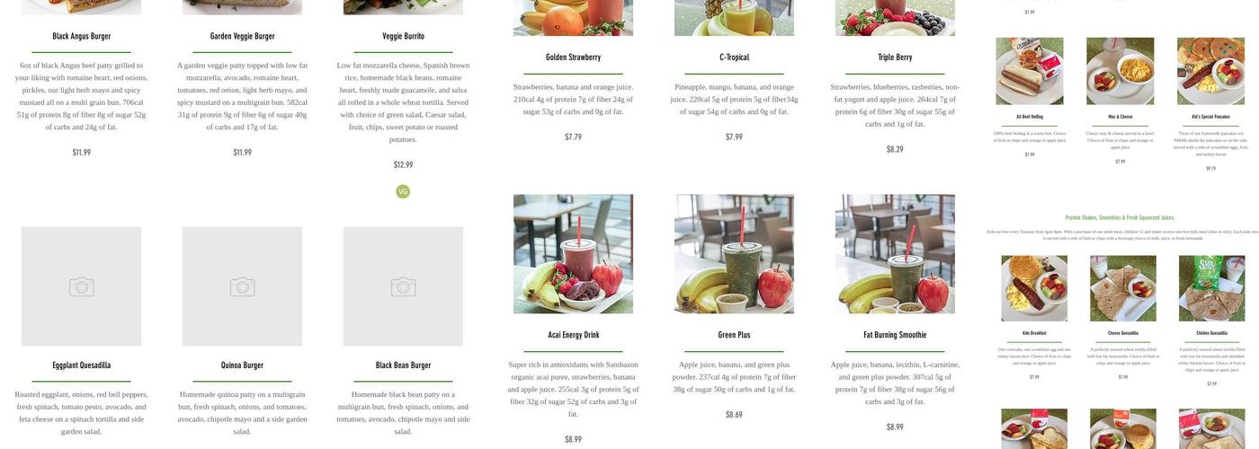 Cafe Vida Menu