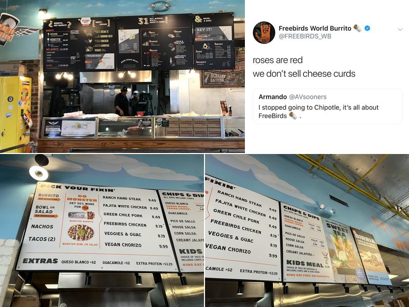 Freebirds World Burrito Menu