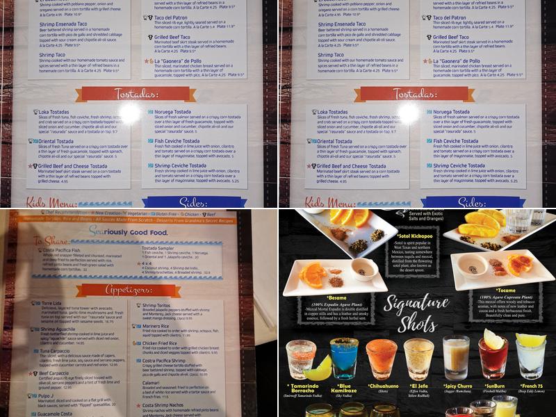 Costa Pacifica Menu