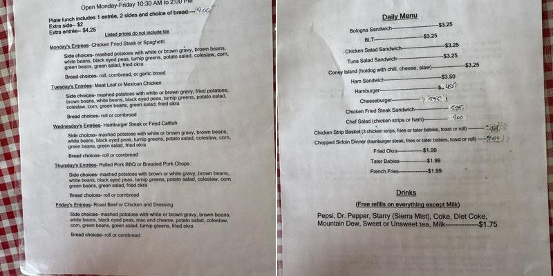 Sam's Diner Menu