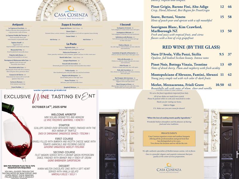 Casa Cosenza Menu