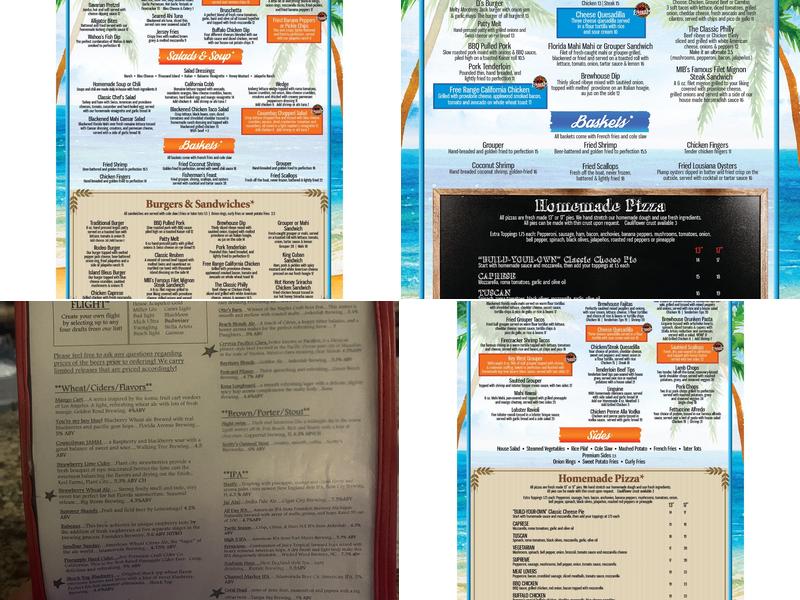 Marco Island Brewery Menu
