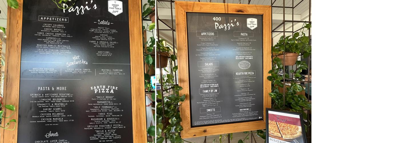 400 Pazzis Menu
