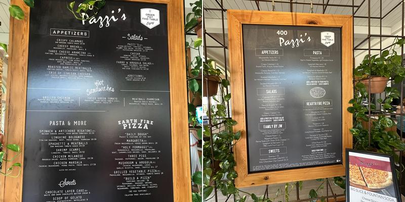400 Pazzis Menu