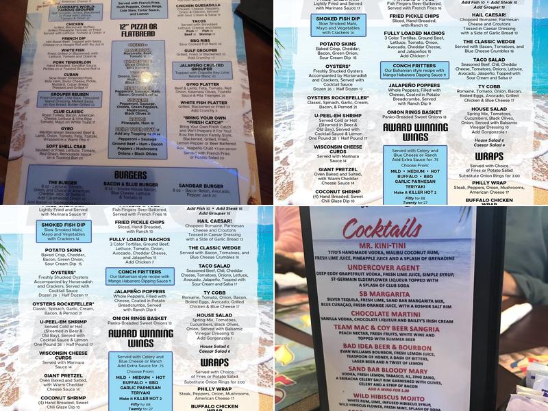 Sand Bar ⛱️ Menu