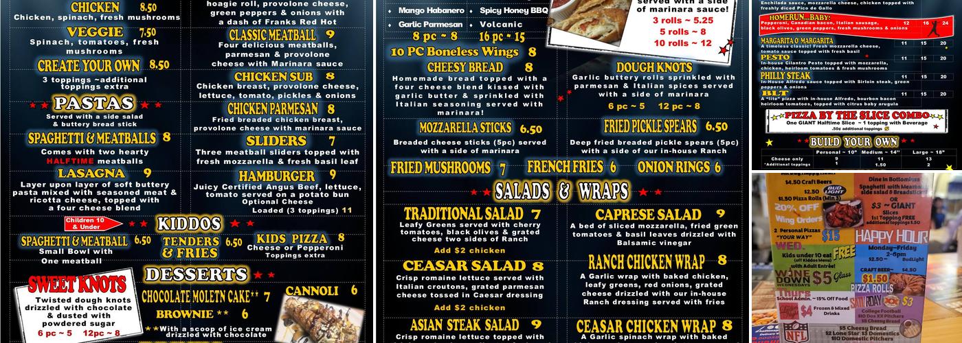 Halftime Pizza Menu