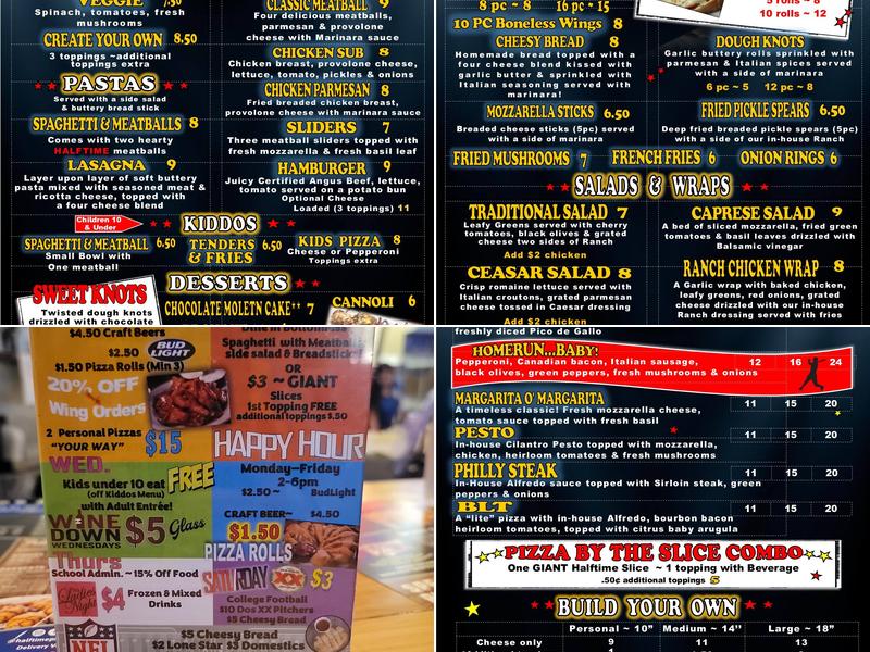 Halftime Pizza Menu