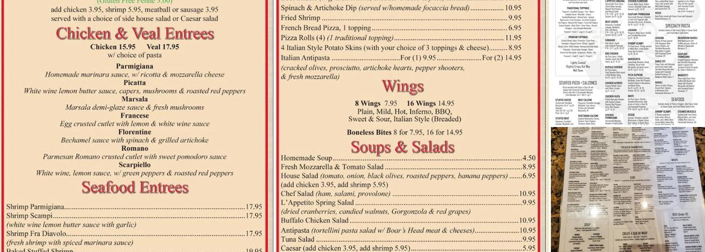 L'Appetito II Pizza Menu