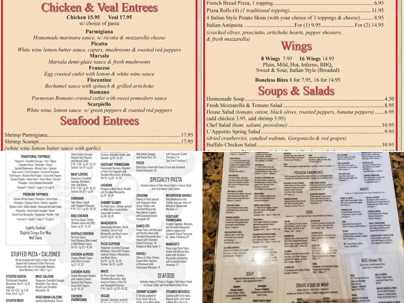 L'Appetito II Pizza Menu