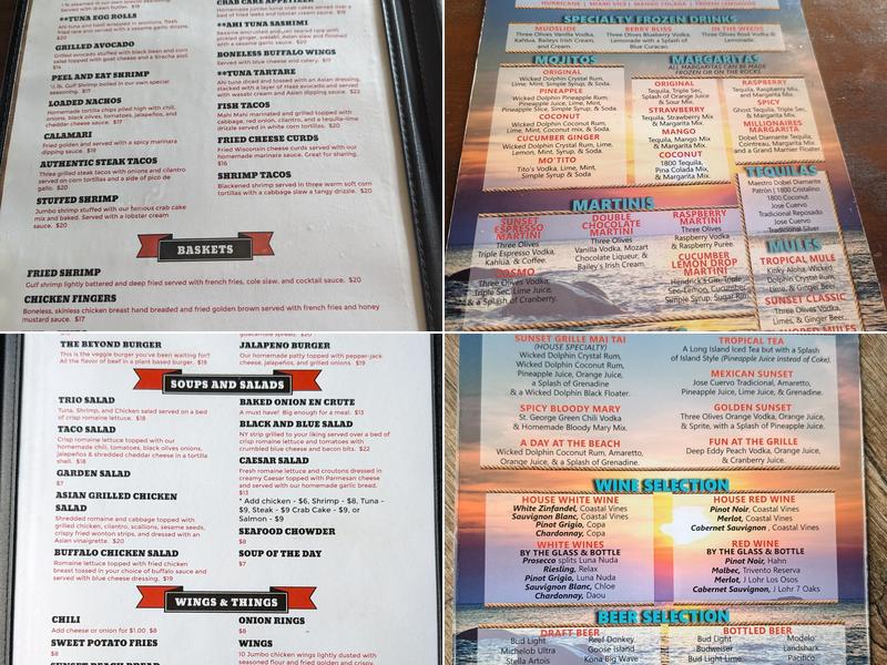 Sunset Grille Menu
