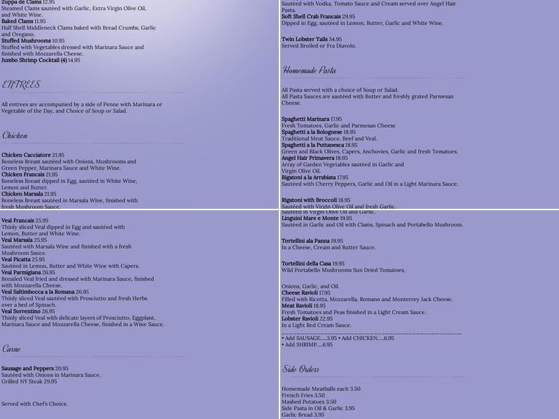 Ciao Bella Ristorante Italiano Menu