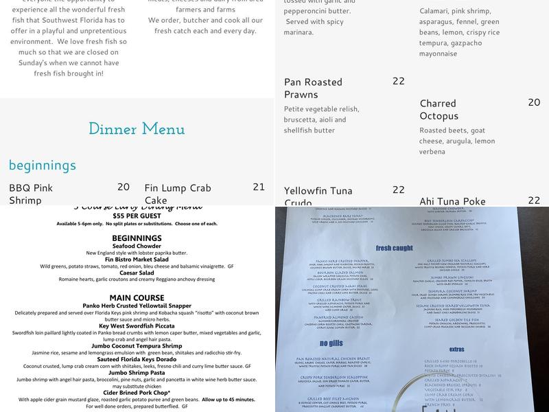 Fin Bistro Menu