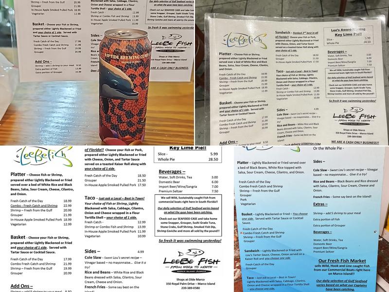 LeeBe Fish Menu