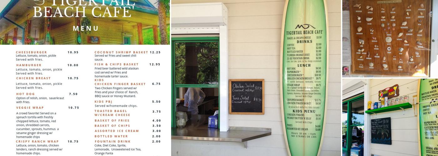 Tigertail Beach Cafe Menu