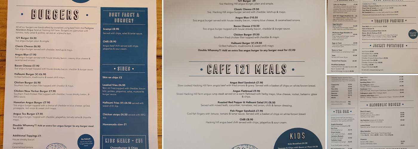 Cafe 121 Menu