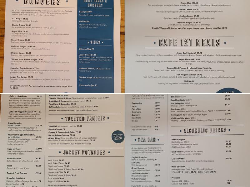 Cafe 121 Menu