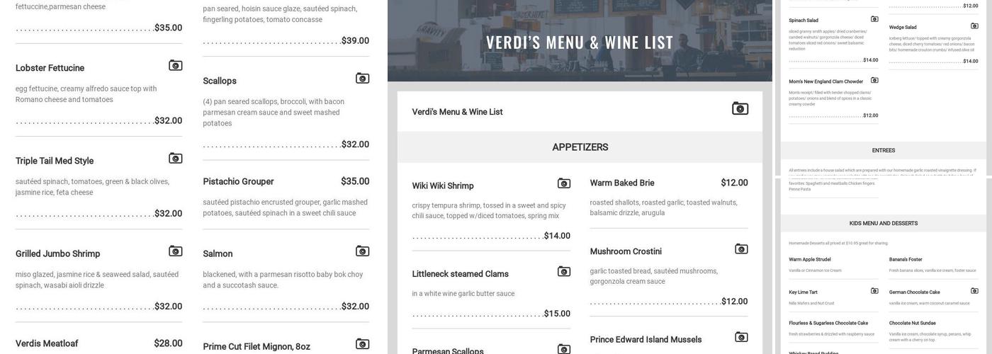 Verdi's American Bistro Menu