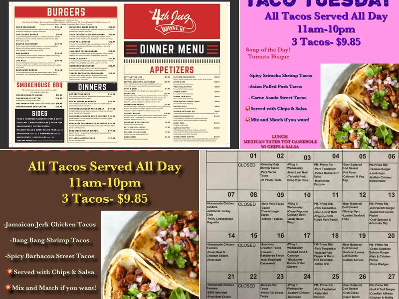 4th Jug Menu