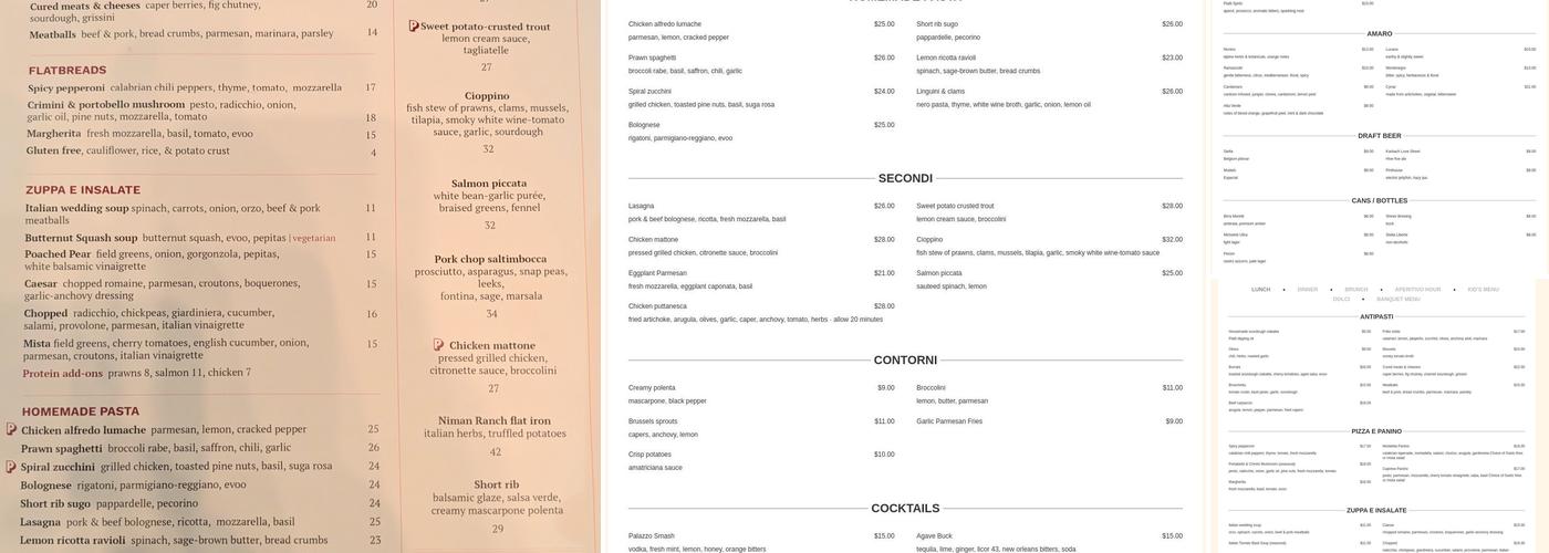 Piatti Menu