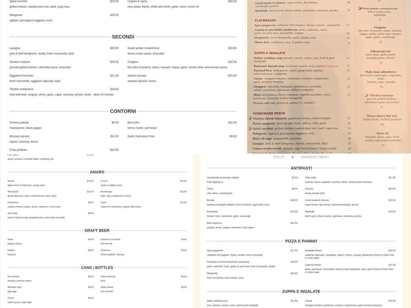 Piatti Menu