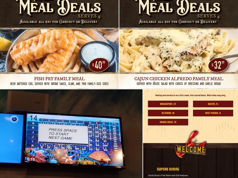 Uncle Buck's Fish Bowl and Grill Menu