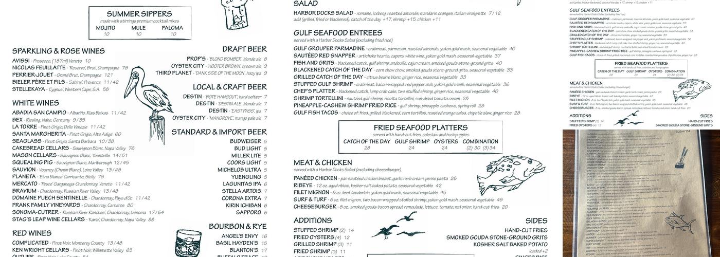 Harbor Docks Menu