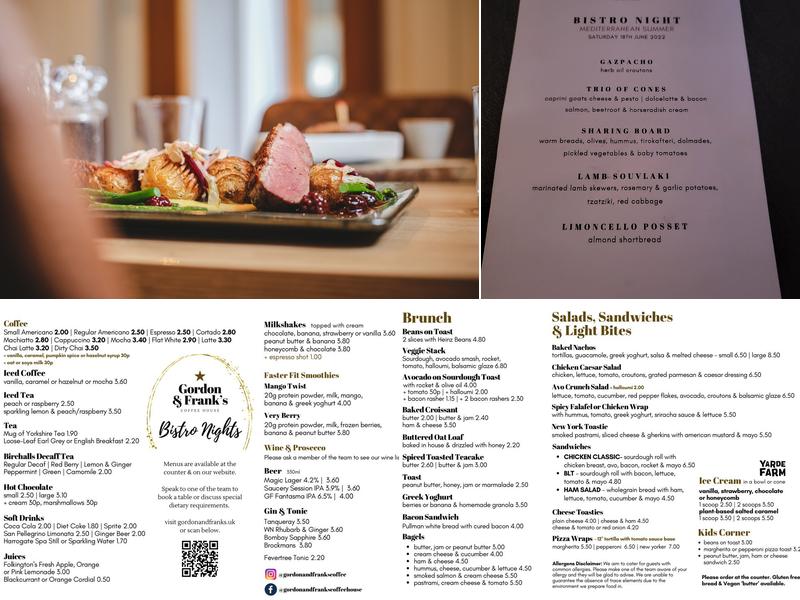 Gordon & Franks Coffee House Menu