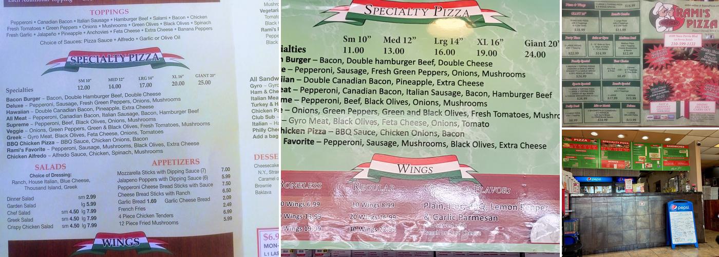 Rami's Pizza Menu