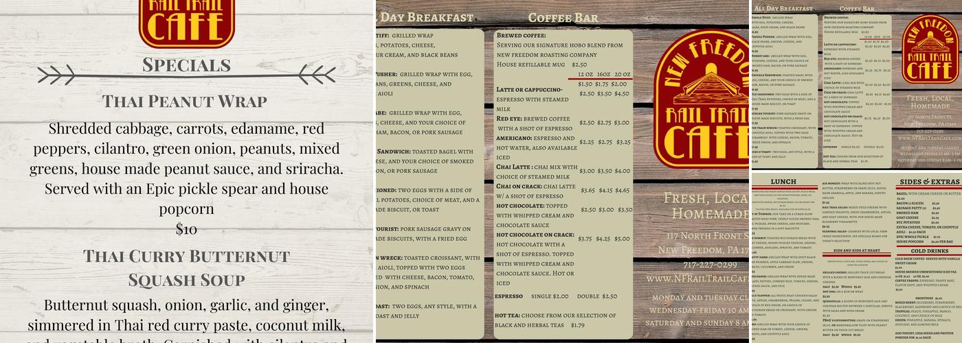 New Freedom Rail Trail Cafe Menu