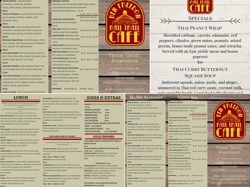 New Freedom Rail Trail Cafe Menu