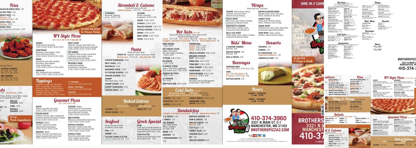 Brother's Pizza II Menu
