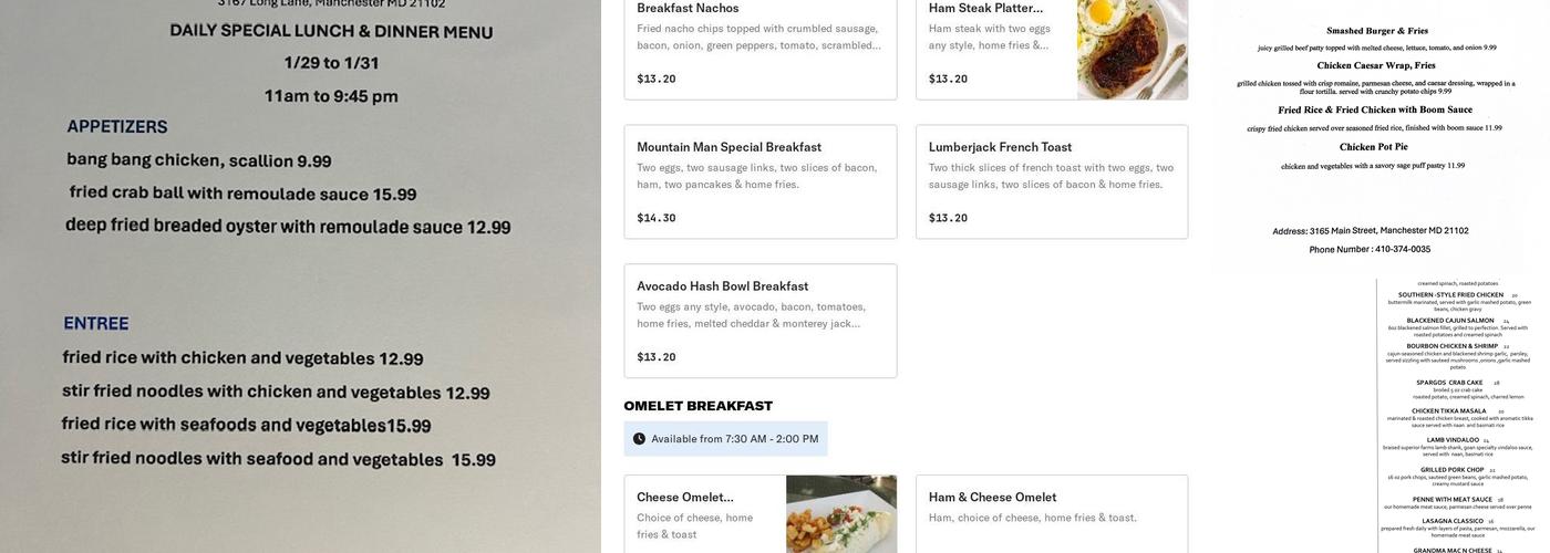 Spargos Menu