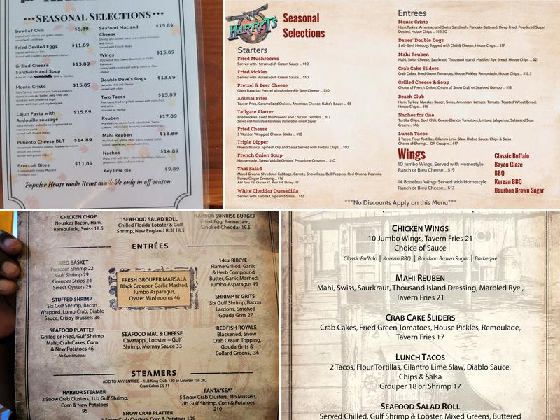 Harry T's Lighthouse Menu