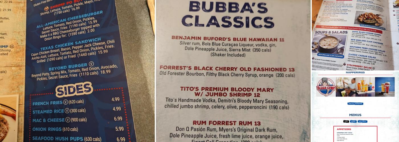 Bubba Gump Shrimp Co. Menu