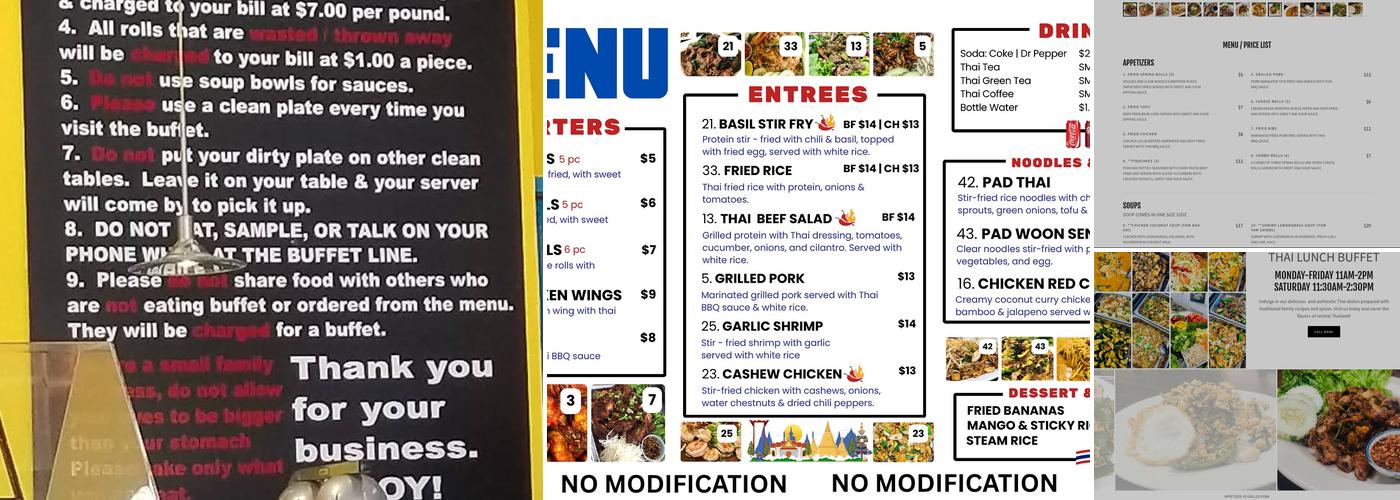 Thai Cafe Menu