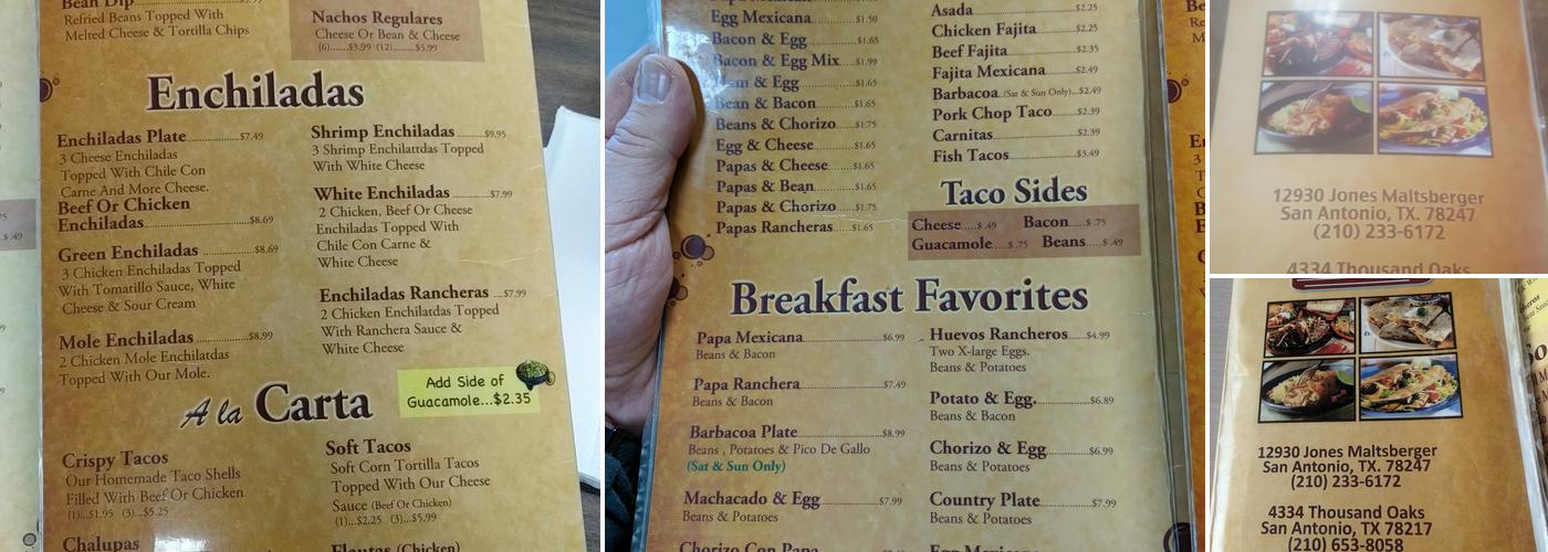 Thousand Oaks Cafe Menu