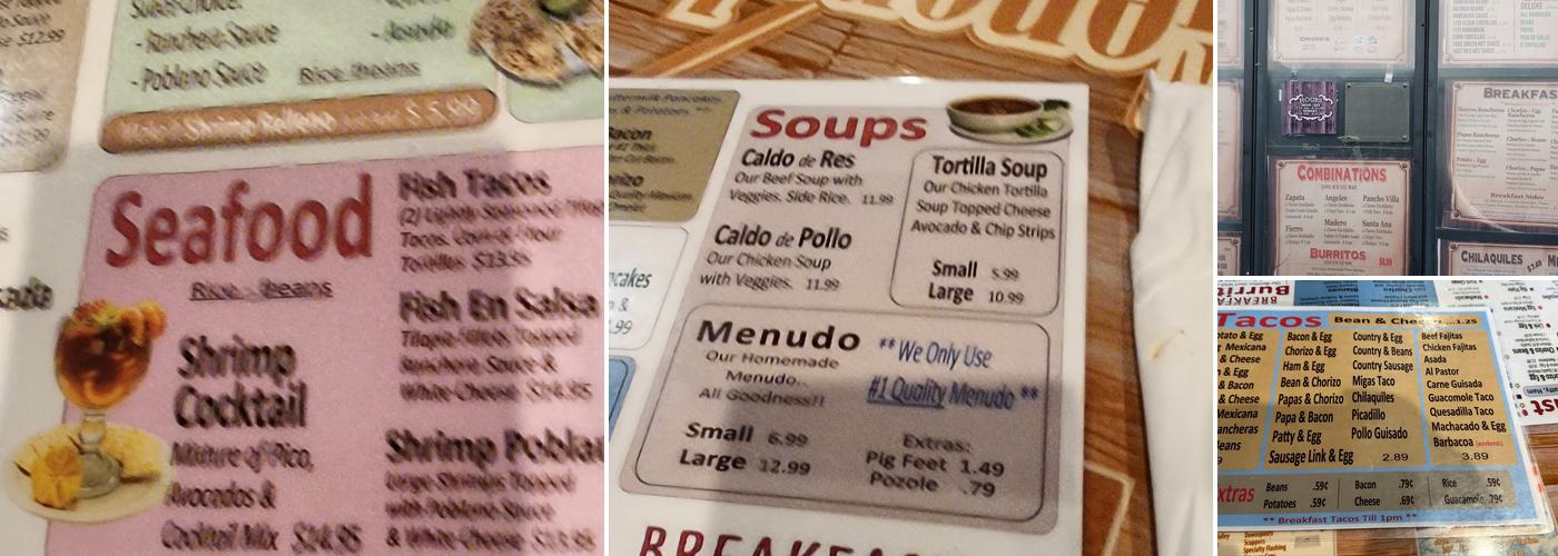 Los Generales Menu