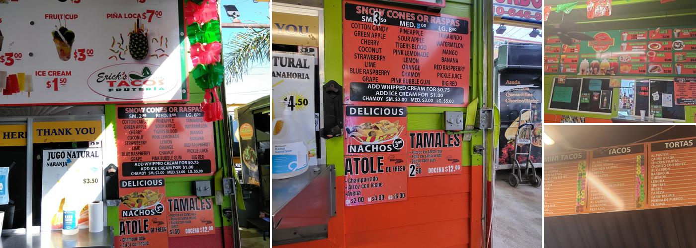 Erick's Tacos Menu