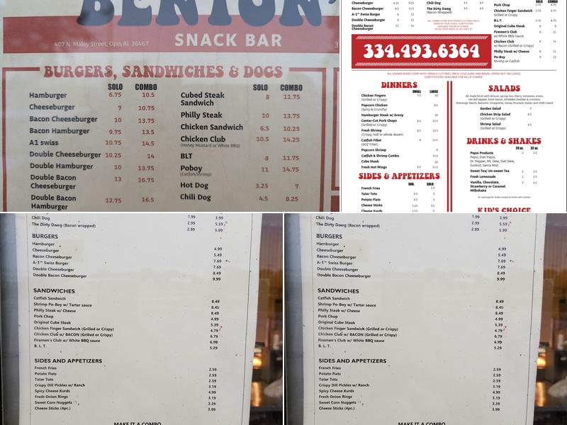 Benton's Menu