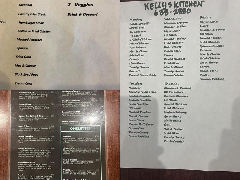 Kelly's Kitchen Menu