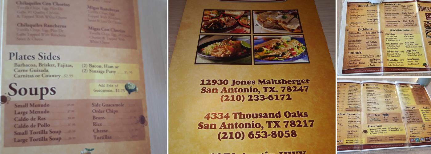 Thousand Oaks Cafe II Menu