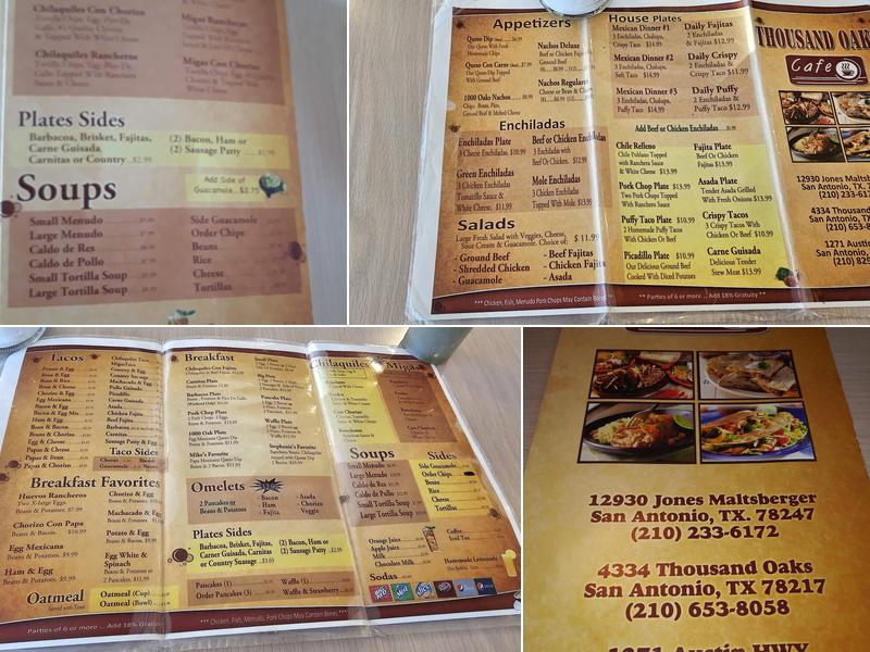 Thousand Oaks Cafe II Menu