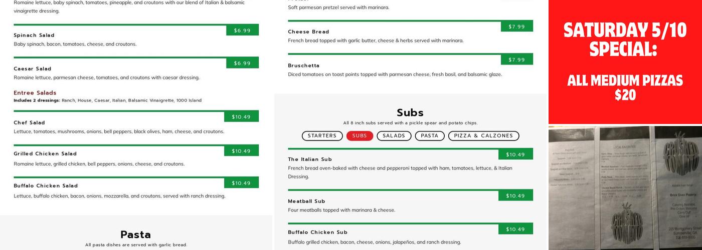 The Crushed Tomato Menu