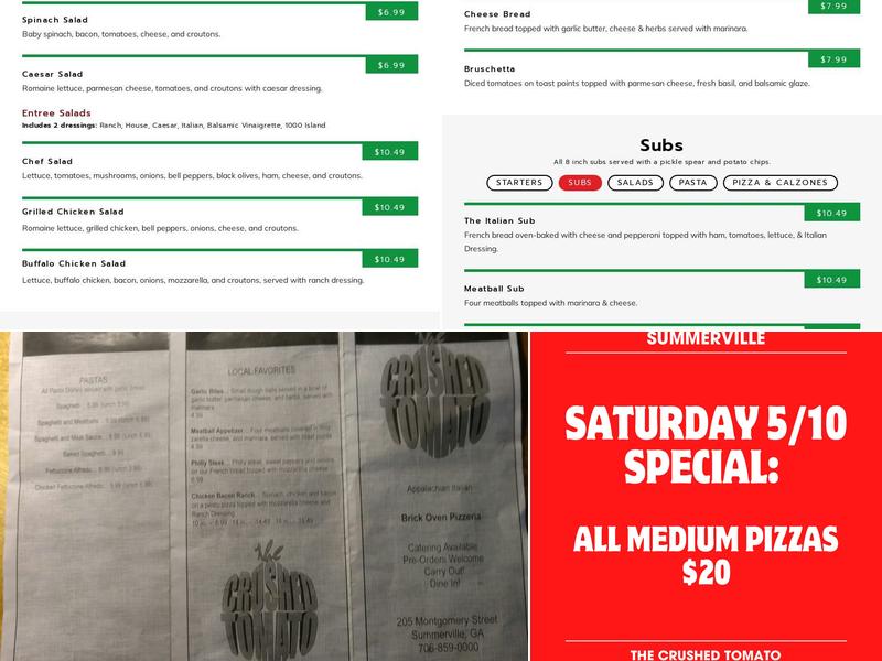 The Crushed Tomato Menu