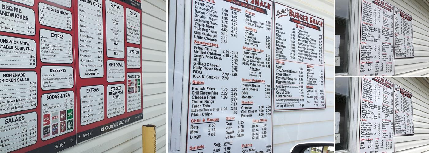 Burger Shack Menu
