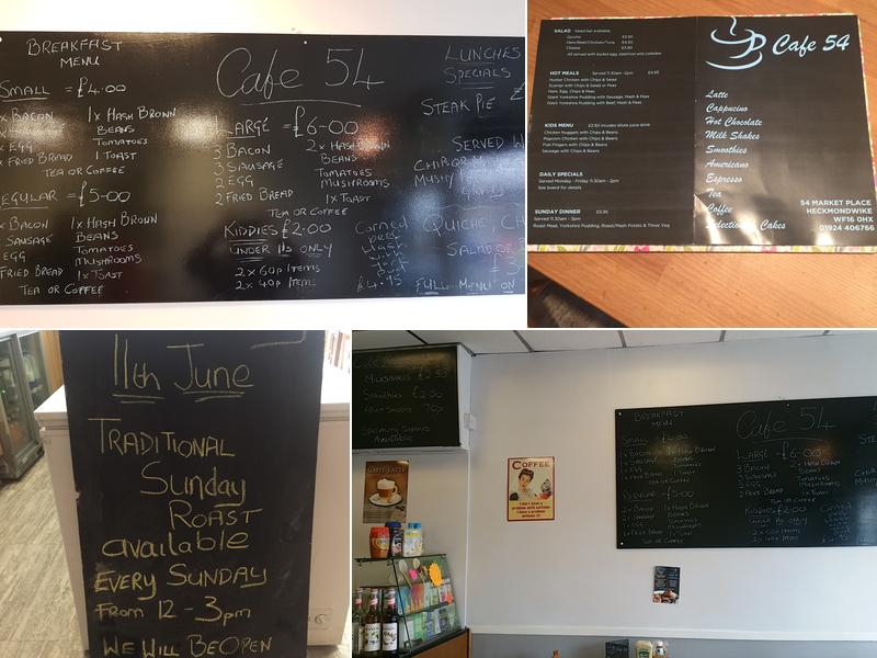 Cafe 54 Heckmondwike Menu