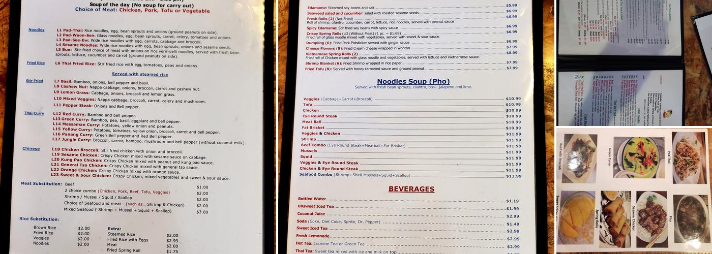 Thai walzem Cuisine Menu