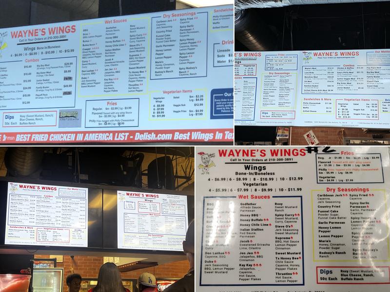 Wayne's Wings Menu