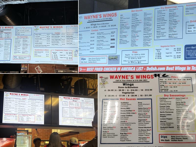 Wayne's Wings Menu
