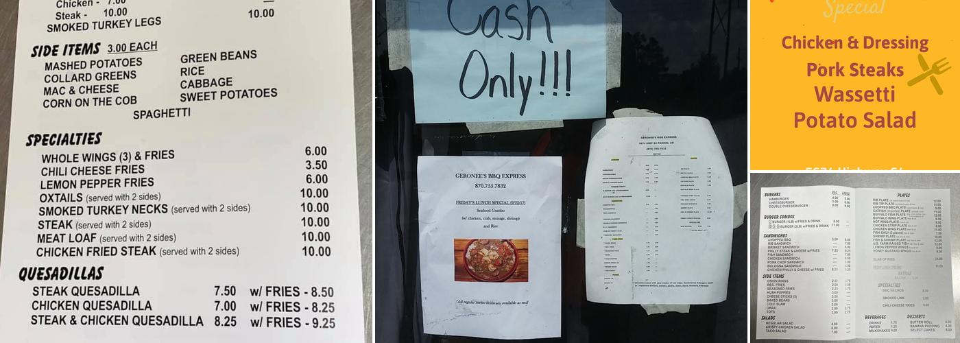 Geronee’s BBQ Express Menu